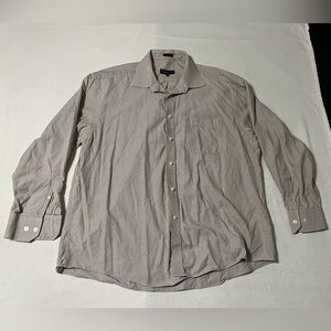 Jhane Barnes Mens 17.5 34/35‎ XL Button Up Long Sleeve Shirt Beige